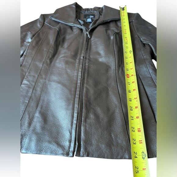 East 5th Leather Jacket Full Zip Womens Medium Petite Chocolate Brown - Picture 9 of 10